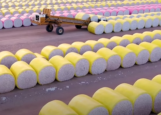 Dimensional 70um Yellow HDPE Wrap Film cho máy thu bông CP770